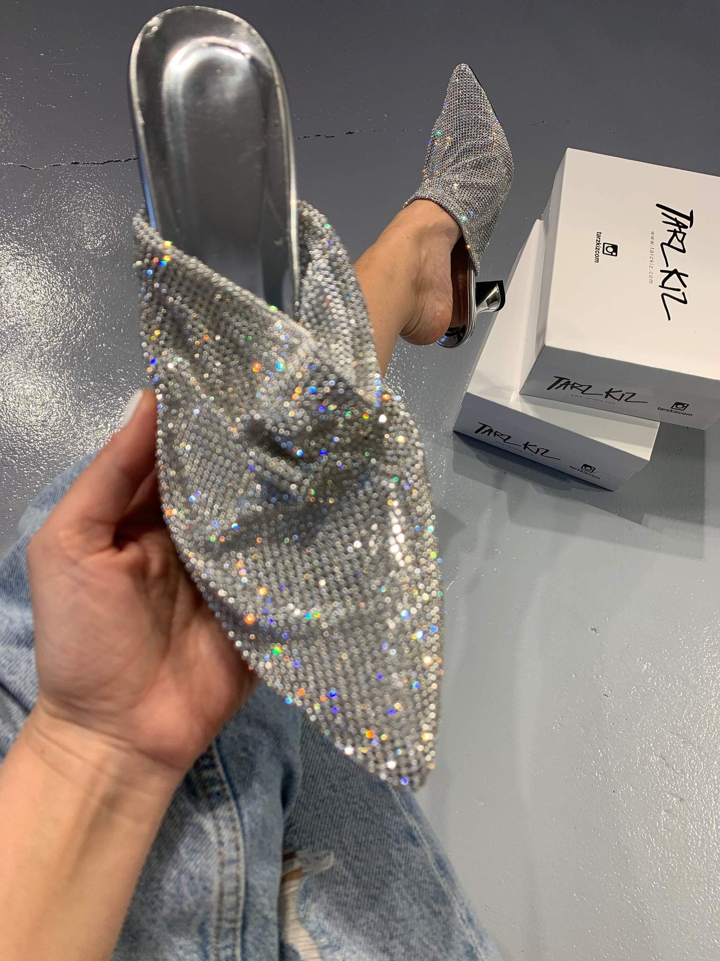 Unique sparkling slippers